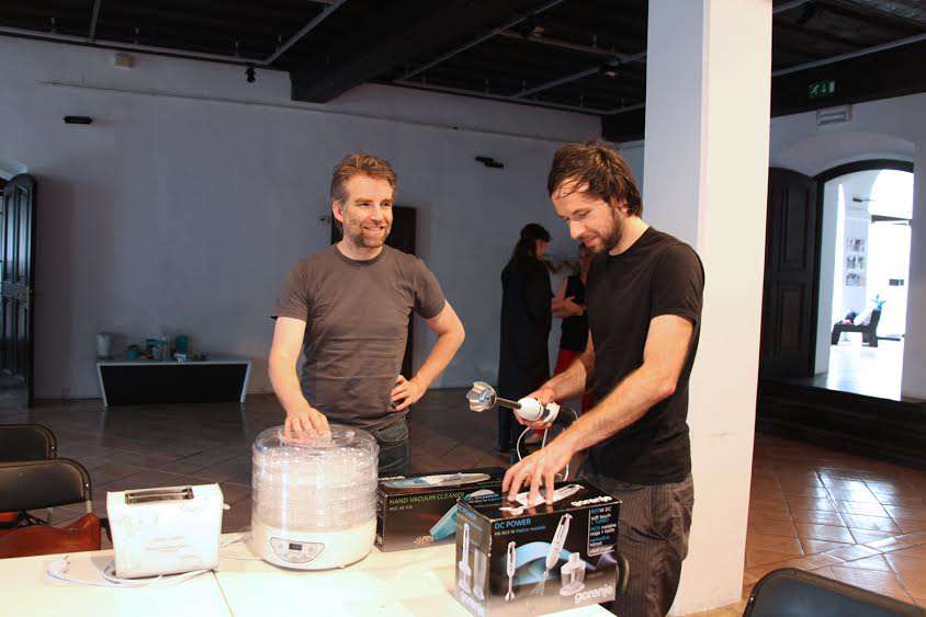 Tilen Sepič, mentor of the Hacking Households team, and Jan Boelen, curator of the BIO 50.