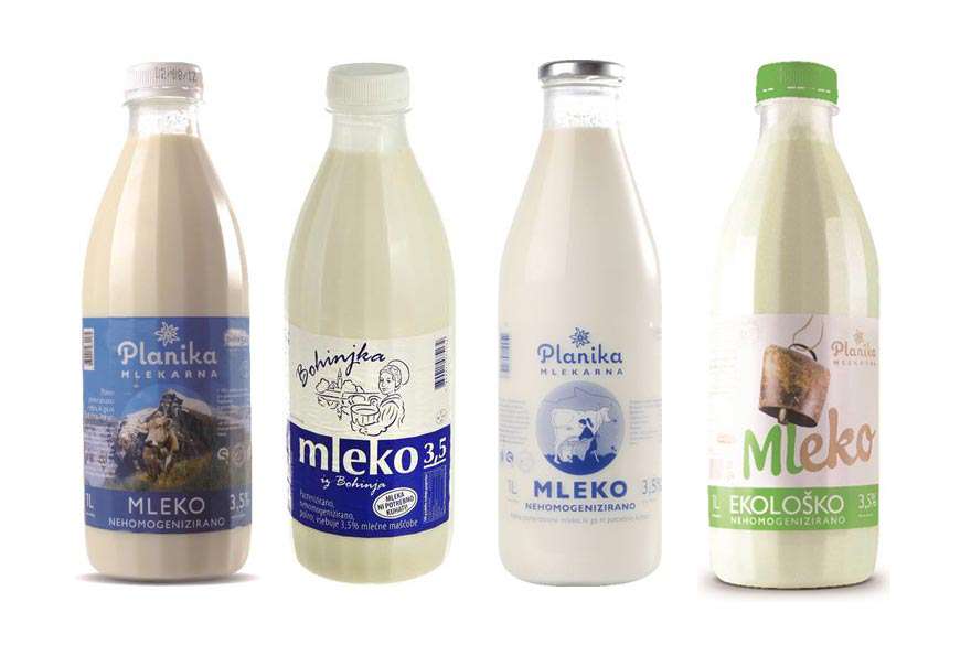 Nehomogenizirano Mleko (P-NH), Mleko Bohinjka (P-H), Nehomogenizirano Mleko (P-NH), Ekološko Mleko (P-NH), Mlekarna Planika, 2014